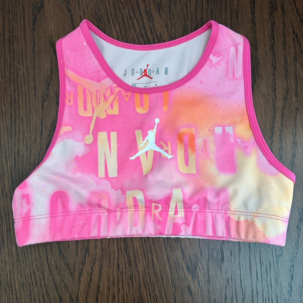 Jordan Pink & White Girl’s Medium (10-12 years) Sports Bra! Basketball!